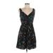 Jonathan Martin Casual Dress - A-Line Plunge Sleeveless: Teal Dresses - Women's Size 6 Petite