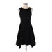 DKNY Casual Dress - A-Line Crew Neck Sleeveless: Black Print Dresses - Women's Size 2