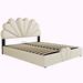 Mercer41 Staw Vegan Leather Platform Storage Bed Upholstered/Faux leather in White | 46.5 H x 62.8 W x 83.5 D in | Wayfair