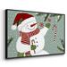 The Holiday Aisle® Peppermint Snowman Collection A Framed On Canvas Print Canvas, Solid Wood in Black/Blue/Brown | 27 H x 41 W x 1.5 D in | Wayfair