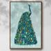 Bungalow Rose Christmas Peacock Christmas Tree Canvas, Solid Wood in Black/Blue/Brown | 25 H x 17 W x 1.5 D in | Wayfair