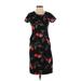 Old Navy Casual Dress - Sheath Crew Neck Short sleeves: Black Floral Dresses - Women's Size Small