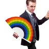 Rainbow Fan Colorful Rainbow Pride Handheld Fan Party Decor Hand Rainbow Folding Fans For Women Men