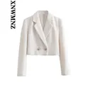 XNWMNZ Women's Fashion 2023 Autumn/Winter Short Texture Weave Blazer Women Retro lapel Long Sleeve