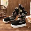Chinesische Hanfu bestickte Stiefel Schuhe Männer Vintage Hanfu High Heighten schwarze Schleife Seife Stiefel Schuhe für Männer Frauen Plus Größe 44 #