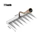 4/5/6/7 Teeth Iron Gardening Hoe Weeding Rake Farm Tool Grasping Raking Loosening Soil Nail Rake