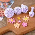 4pcs Daisy Flower Cake Plunger Fondant Cookie Cutter Mold Plum Baking Decorating Biscuit Stamps for