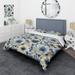 Designart "Blue & White Mystic Reverie Blooming Delights III" White Cottage Bedding Cover Set With 2 Shams