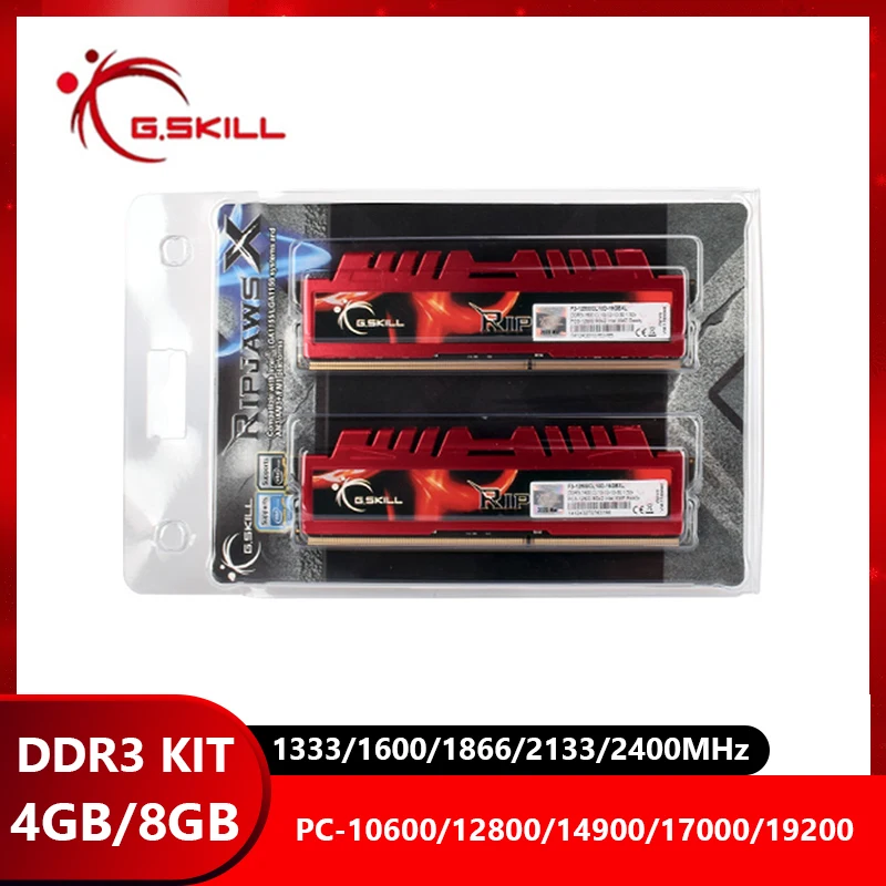 G.SKILL Ripjaws X DDR3 4 GB 8 GB KIT 1333 MHz 1600 MHz 1866 MHz 2133 MHz 2400 MHz DIMM Desktop-Speichermodul Zweikanal-DDR3-RAM Image