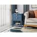 Blue Nightstand Sofa Side Table with 2 Drawers and Open Storage Shelf