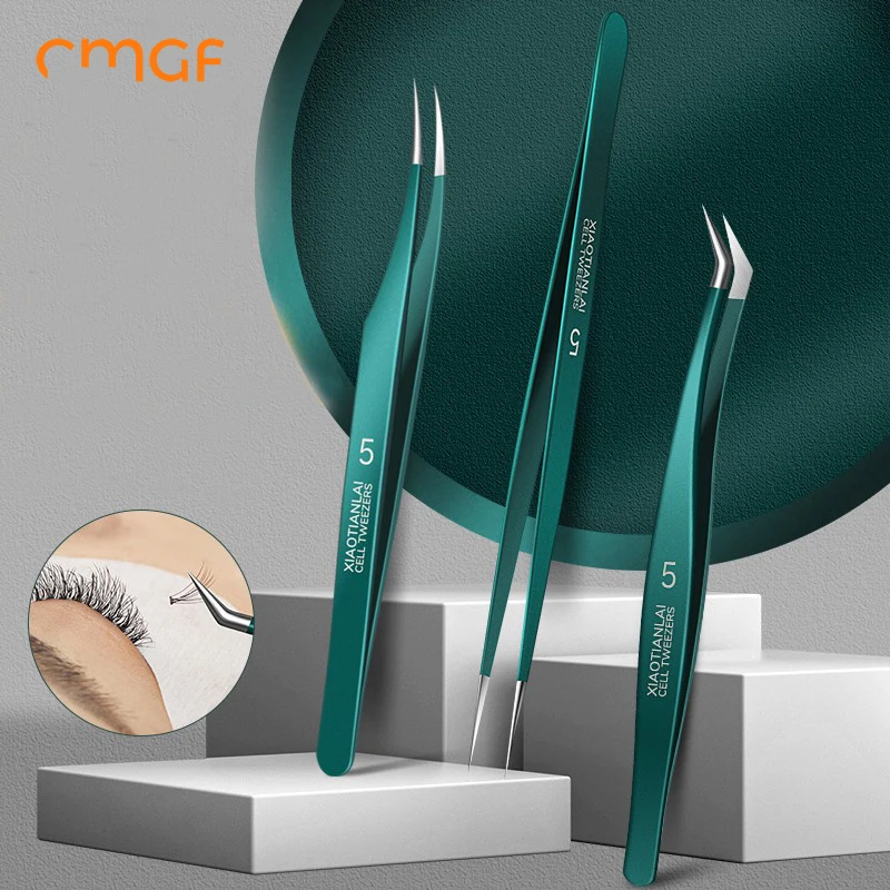 Pfropfende Wimpernpinzette, dreiteiliges Wimpernclip-Set, spezielles Fake-Wimpern-Werkzeugset, Goldfeder-Clip-Set für Anfänger Image