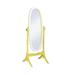 Pretty Yellow and White Cheval Standing Oval Mirror - Black