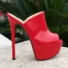 Rontic Handgemachte Frauen Sommer Plattform Maultiere Sandalen Faux Leder Stiletto Heels Peep Toe Schöne Rote Lila Schuhe UNS Größe 5-20