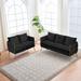 2 Pieces Velvet Upholstered Sofa Couch Set, Modern Comfy Handmade Woven Back Sofa with 2 Lovesea Sofa and 3 Seater Couch