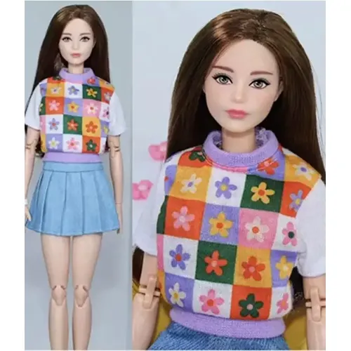"Blume Plaid Shirt Jeans Rock 11.5 Puppe Kleidung für Barbie Outfits für Barbie Kleid ""Puppenhaus"