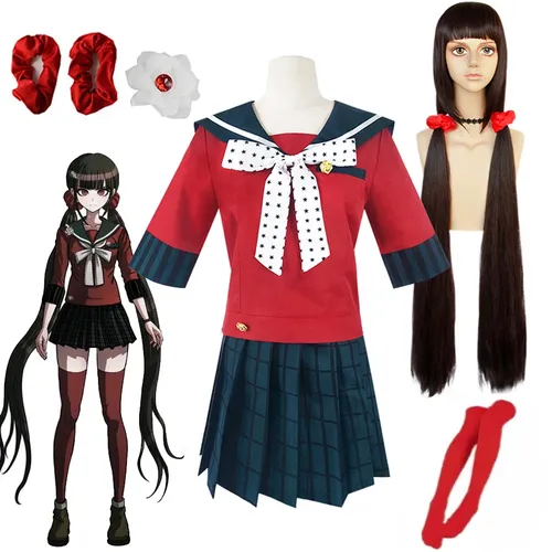 Anime Danganronpa Harukawa Maki Schule Mädchen Einheitliche Set Cosplay Kostüm DanganRonpa Halloween