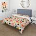 Designart "Midcentury Pastel Fruits Pattern I" Coral Modern Bedding Cover Set With 2 Shams