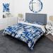 Designart "Abstract Blue And White Symmetry I" White Modern Bedding Cover Set With 2 Shams