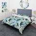 Designart "Blue And Green Ikat Swirl Oasis" Green Modern Bed Cover Set With 2 Shams