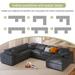 Modern Grey Linen Fabric Sectional Sofa U-Shaped Sectional with Reversible Chaise Couch, Living Room Corner Sofas with Ottoman