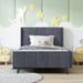 Multi-function Twin Size Platform Bed Frame, Velvet Upholstered Bed Frame with Tufted Headboard for Bedroom, Gray