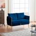 Modern Velvet Upholstered Loveseat Sofa with Handmade Woven