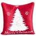 Violet Linen Seasonal Xmas Christmas Holiday Trees Pattern, 18 Inch x 18 Inch, Square, Decorative Cushion Cover