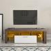 TV stand with glass shelf Floor cabinet Floor TV wall cabinet Brown TV bracket with LED Color Changing Lights for Living Room