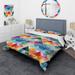 Designart "Colorful Watercolor Triangle Blaze" Modern Bed Cover Set With 2 Shams