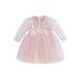 GXFC Baby Girls Fall Dress Clothes 6M 12M 18M 2T 3T Toddler Girls Long Sleeve Square Neck A-line Dress Spring Princess Dress Clothing for Kids Girls