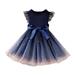 WOXINDA Kids Toddler Children Baby Girls Bowknot Ruffle Short Sleeve Tulle Birthday Dresses Patchwork Party Dress Princess Dress Outfits Clothes