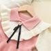 LYCAQL Baby Girl Clothes Babys Kids Toddlers Girls Patchwork Bow Tie Spring Winter Long Sleeve Ruffled Knit Sweater Fuzzy Zip (Pink 2-3 Years)