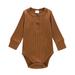 Kids Toddler Baby Girls Boys Long Sleeve Solid Ribbed Romper Bodysuit Outfits Clothes Toddler Shirts Boy Baby Boy s Clothing Winter Toddler Romper 5T Boys Baby Bodysuit Long Sleeve Boy