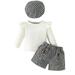 Bjutir Fall Winter Outfit Set For Kids Toddler Girl Clothes Set Ruffle Long Sleeve Top+ Mini Houndstooth Shorts+ Beret Hat 3Pcs Clothes Set Baby Kid Outfit