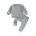 Wassery Infant Boys Girls 2Pcs Fall Outfits Baby Boy Girl Clothes Solid Color Long Sleeve Ribbed Sweatshirt and Pants Set 0-24M