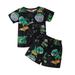 Shiningupup Toddler Boys Short Sleeve Cartoon Dinosaur Prints T Shirt Pullover Tops Shorts Kids Outfits Boys Toddler Boy Shirts 2T Toddler Romper 3T 4T Boys Baby Bodysuit Boy White