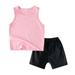 Shiningupup Little Child Boy Shorts Set Solid Color Sleeveless Tank Top Vest Elastic Waist Shorts Set 2Pcs Casual Outfits Summer Clothes Outfit Baby Boy Toddler Boys Clothes 4T Sets