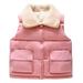 OGLCCG Toddler Kids Grils Boys Quilted Puffer Vest Outdoor Windproof Button Sleeveless Jackets Winter Warm Fleece Lapel Waistcoat Outerwear 3-8Y