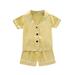 FRSASU Toddler Kids Pajamas Sleepwear T shirt Shorts Clothes Set Yellow 1-2 Years