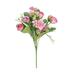 Artificial Flower Multiple Heads Long Branch Green Leaves Fade Resistant Easy Care DIY Non-withered Floral Arrangement Artificial Rose Flower Home Decor-Rose Red