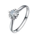 Engagement Rings Women, Silver Promise Ring PT950 Platinum Flower 1 0.2CT VVS White Round-Brilliant Lab Diamond Solitary Size O 1/2 Valentines Day