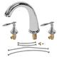 3 Holes Basin Faucet, Vintage Double Handle Basin Mixer Tap, Full Copper Bathroom Tap Hot and Cold Water Taps(Silver)