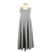 Ann Taylor LOFT Outlet Casual Dress - Midi Scoop Neck Sleeveless: Gray Marled Dresses - Women's Size X-Small