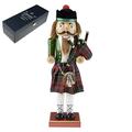 Clever Creations Platinum 14 Inch Wooden Christmas Nutcracker Figurine, Limited Edition Traditional Holiday Décor for Shelves and Tables, Scottish Bagpipe Player