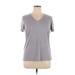 Adidas Active T-Shirt: Gray Stripes Activewear - Women's Size X-Large