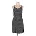 Charming Charlie Casual Dress - A-Line Scoop Neck Sleeveless: Black Stripes Dresses - Women's Size Large