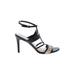 Via Spiga Heels: Strappy Stilleto Cocktail Party Black Print Shoes - Women's Size 8 - Open Toe