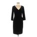L.K. Bennett Casual Dress - Sheath V Neck 3/4 sleeves: Black Solid Dresses - Women's Size 8