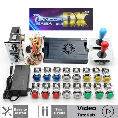 Pandora Saga DX Kit Copy SANWA Joystick Chrome LED Push Button Coin onical Tor DIY Arcade Machine