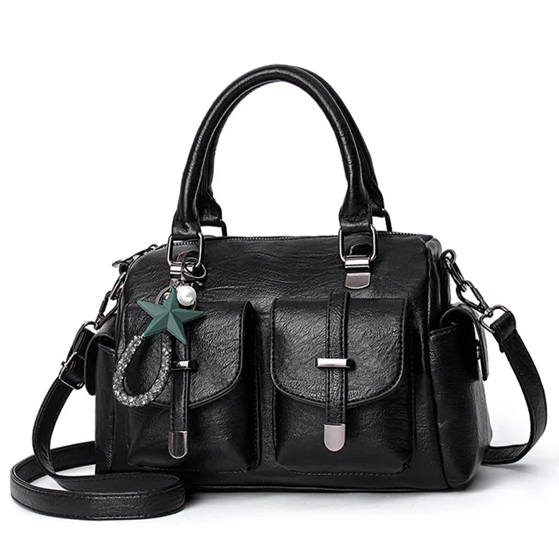 Boston – sac à main en cuir souple pour femmes, nouvelle mode, grande capacité, rétro, sacoche à bandoulière multi-poches